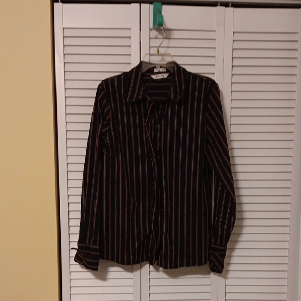 Black and Red Striped Button-Up Shirt